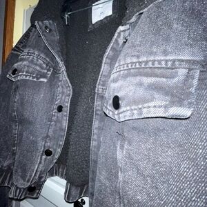 Ladies Black Denim Sherpa-Lined Jacket